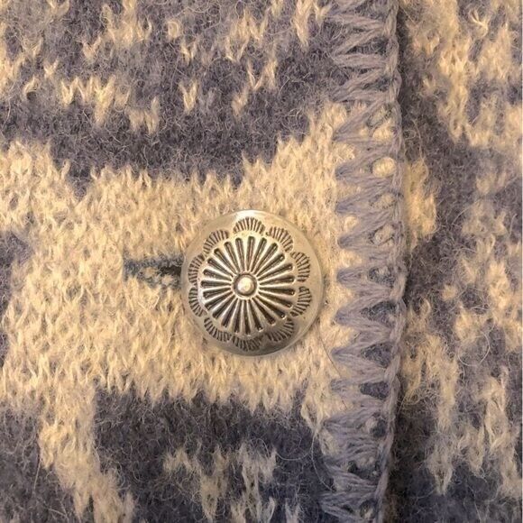 Winona Women's‎ Large Vintage Wool Blue White Knit Horse Southwest Animal Vest - Picture 4 of 15
